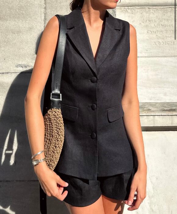 Kourt Tops - New Kourt Nila Linen Top black blouse $147 s XS